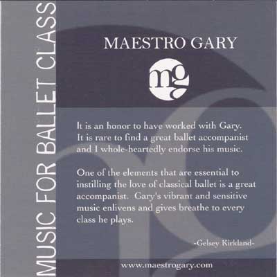 Music for Ballet Class - CD by Maestro Gary