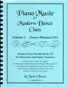 Piano Music for Modern Dance Class Volume 1- Sheet Music Workbook for dance accompanists